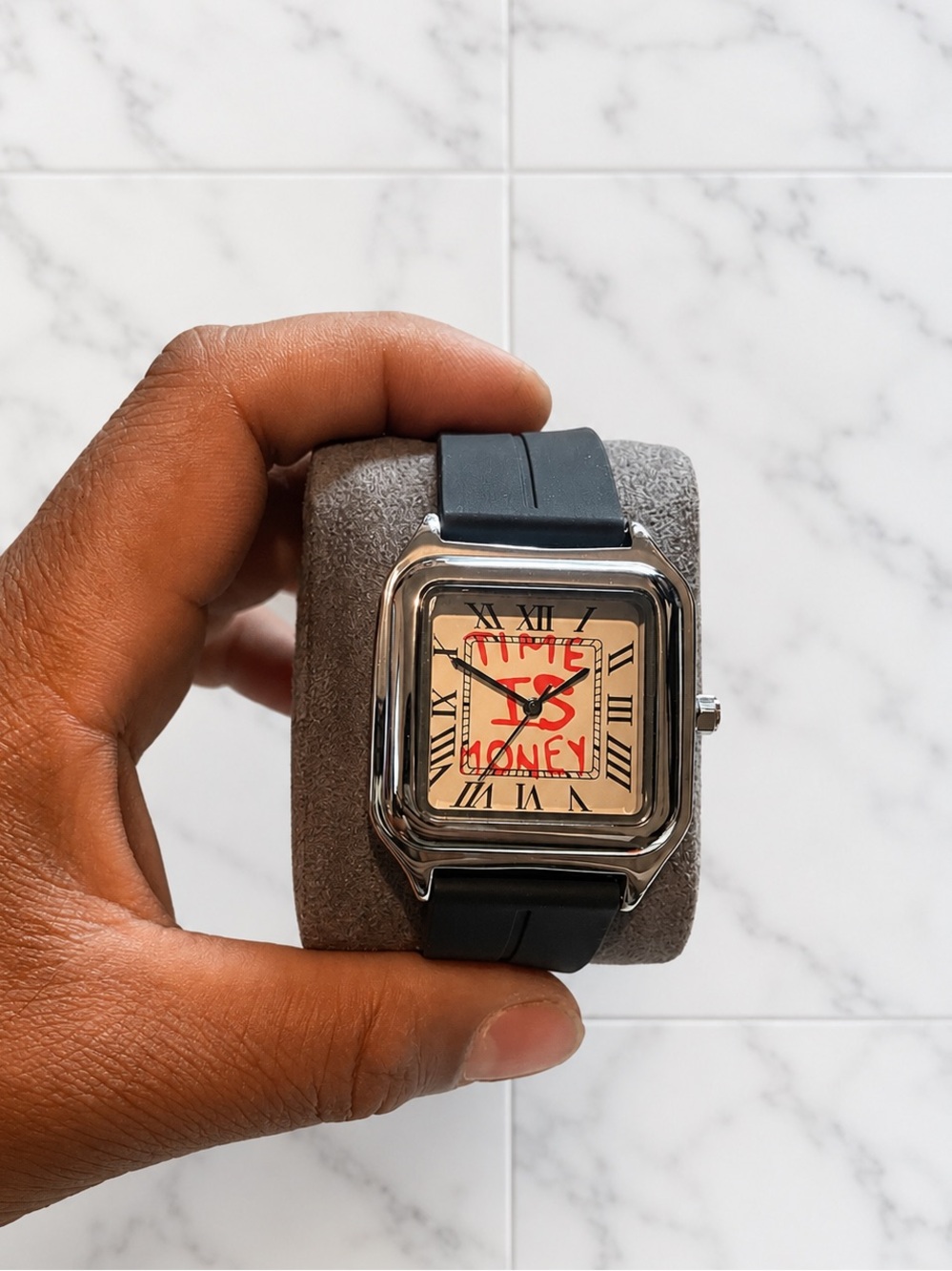 New Square Face Watch “Time is money” Dial